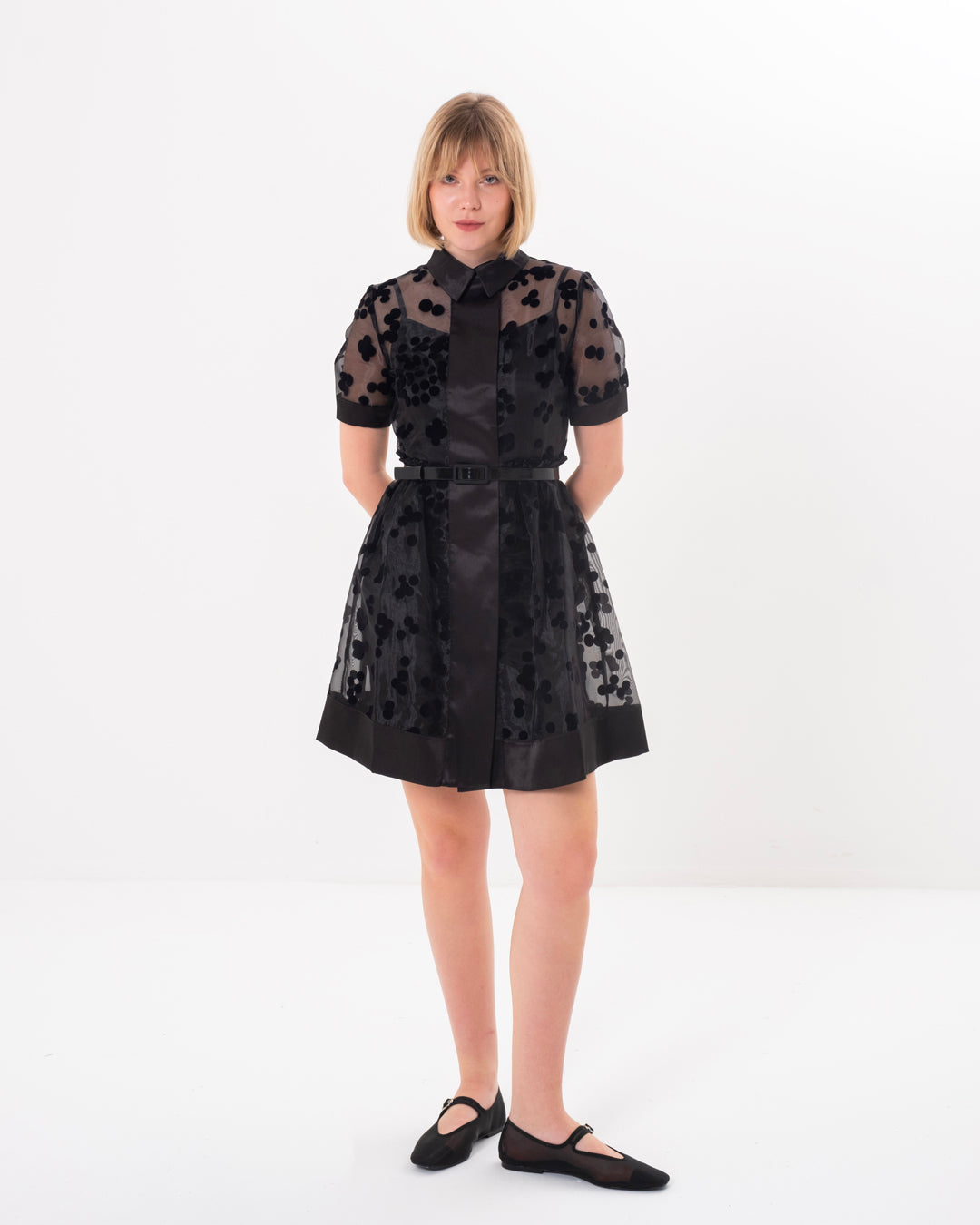 Gömlek Yaka İçi Astarlı Kısa Kol Elbise