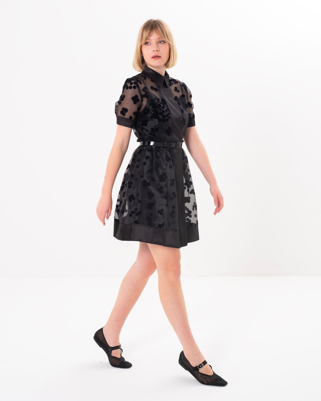 Gömlek Yaka İçi Astarlı Kısa Kol Elbise