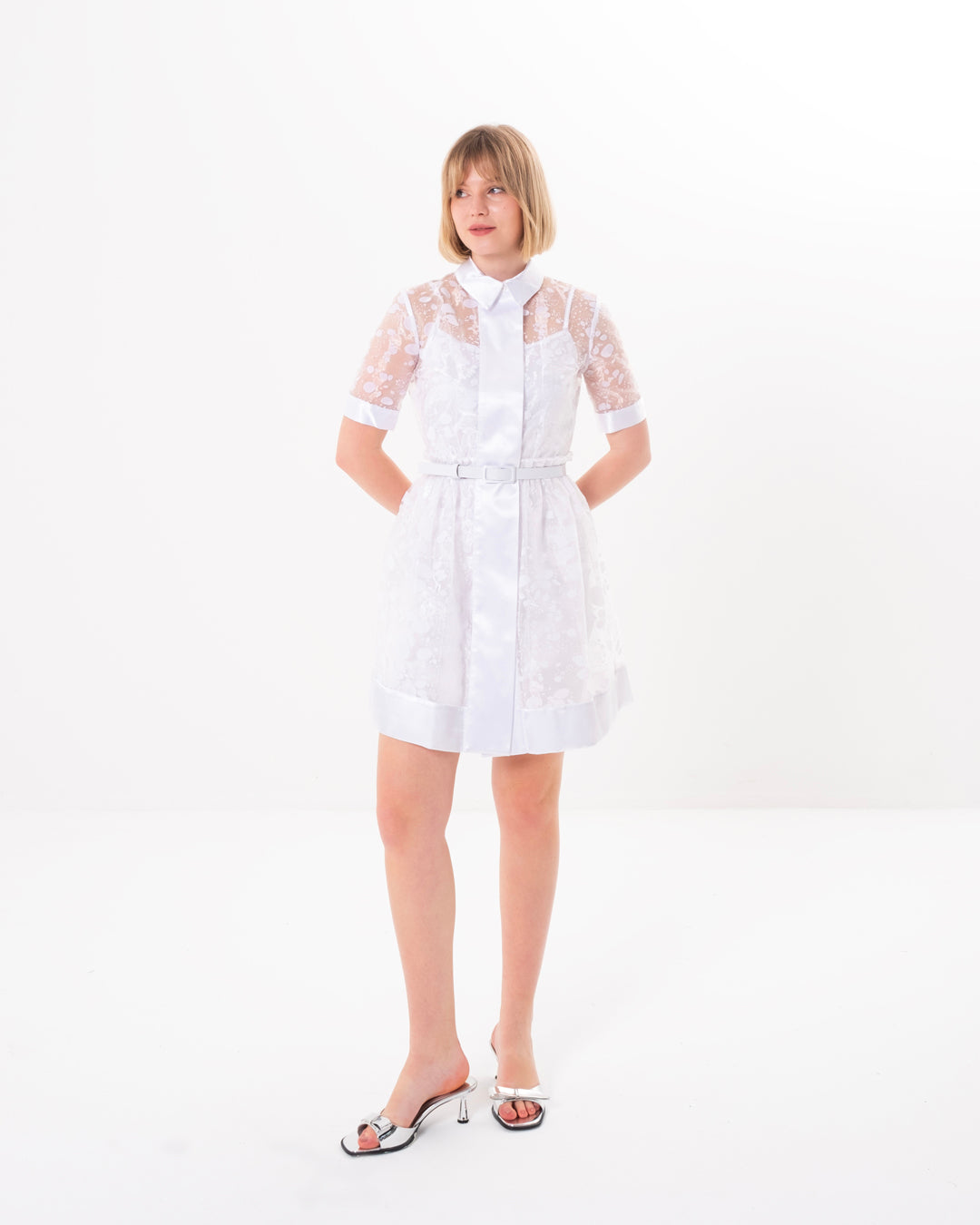 Gömlek Yaka İçi Astarlı Kısa Kol Elbise