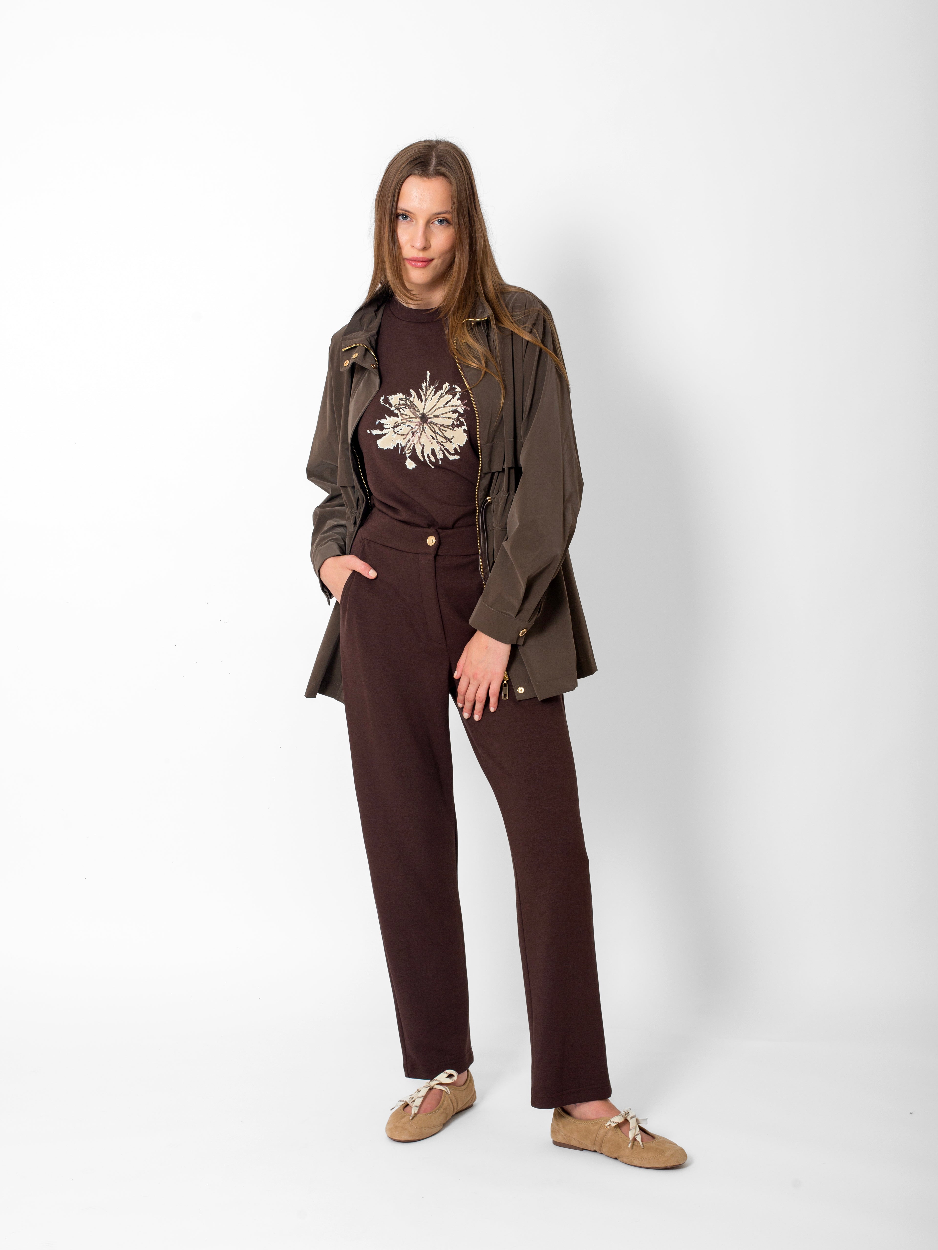 Hakim Yaka Düğme Detaylı Ceket-Sweatshirt-Beli Lastikli Pantolon Takım