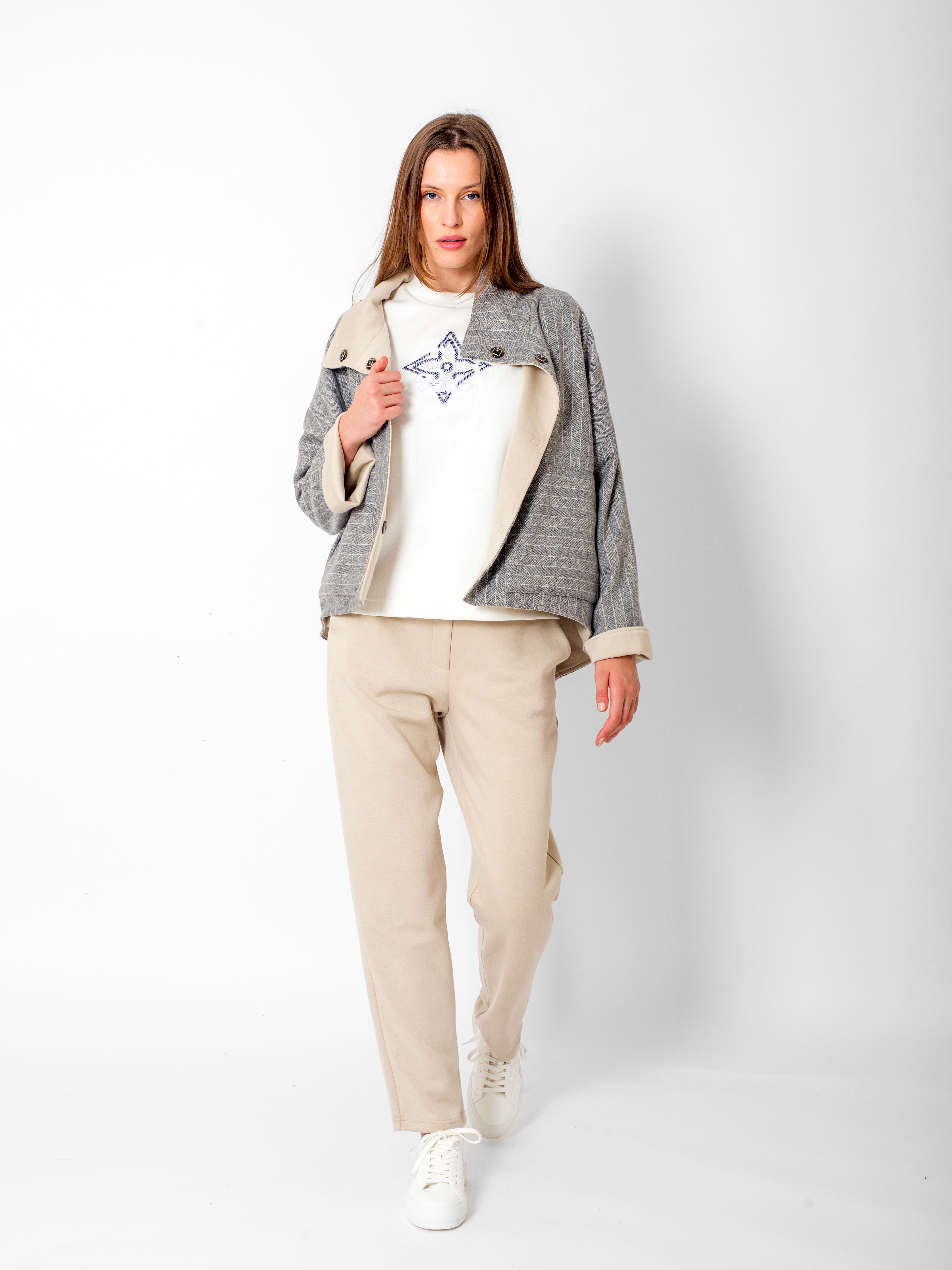 Önü Çıtçıtlı, Çift Taraflı Mont-TShirt-Beli Lastikli Eşofman Takım