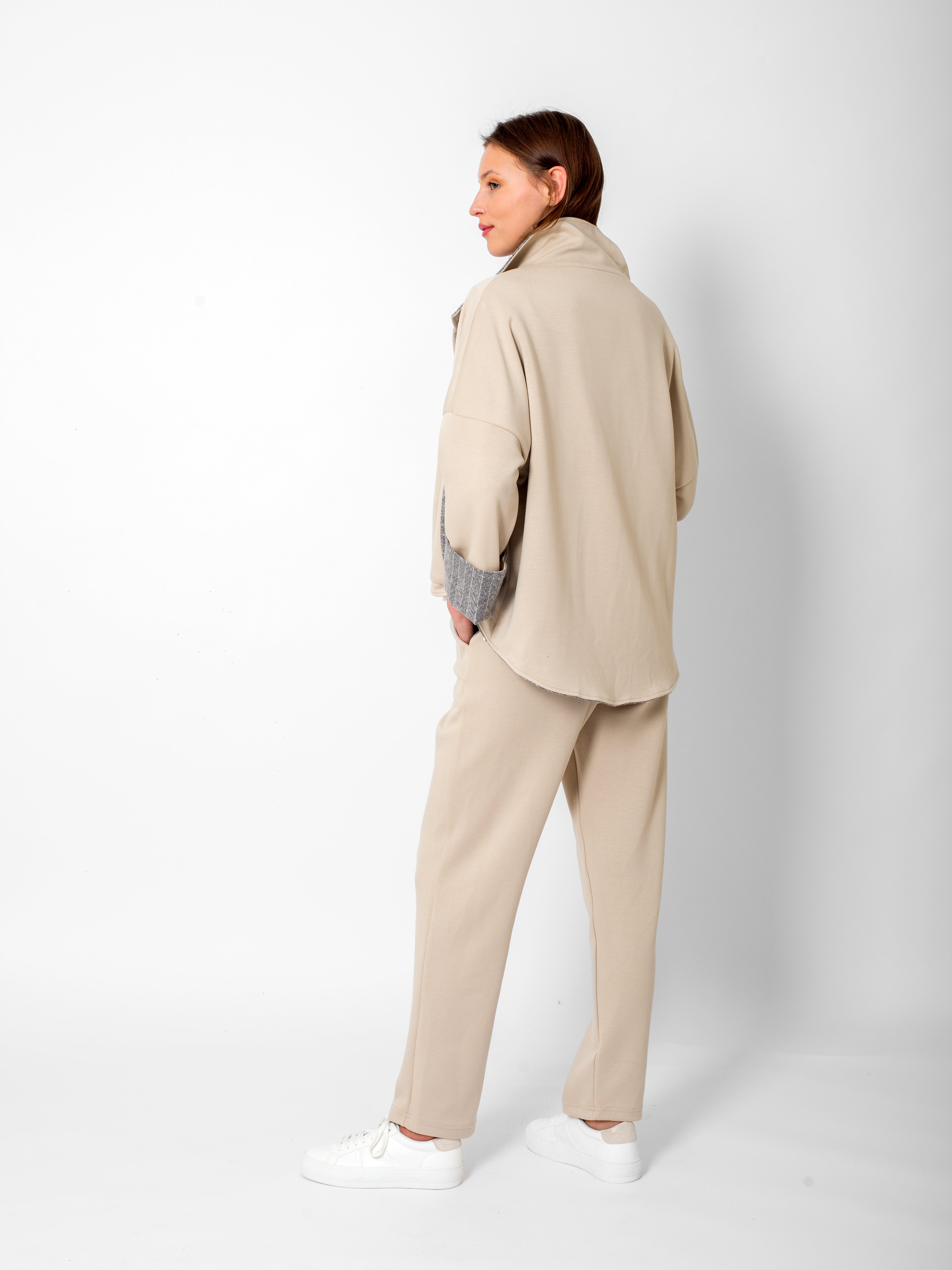 Önü Çıtçıtlı, Çift Taraflı Mont-TShirt-Beli Lastikli Eşofman Takım