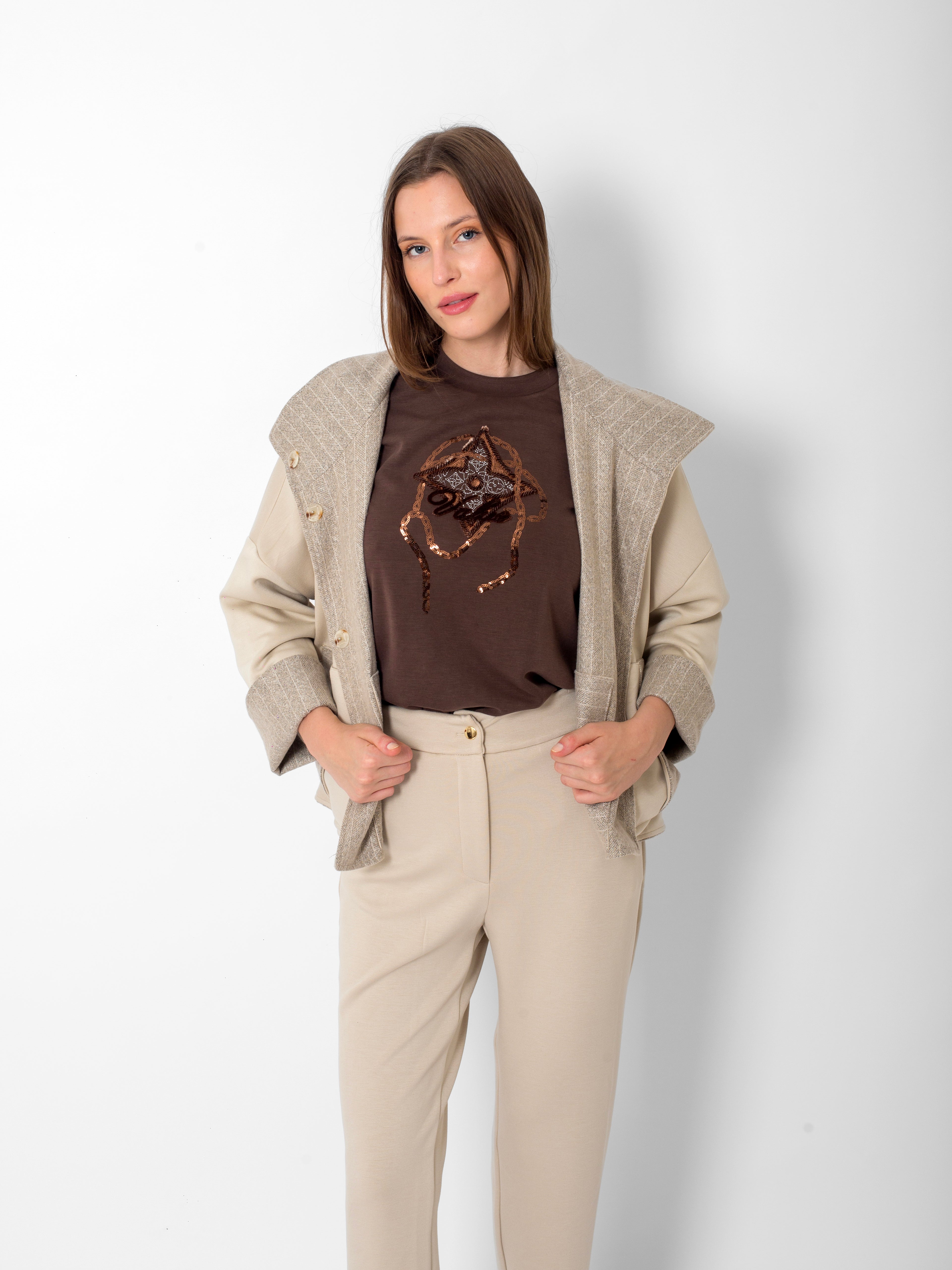 Önü Çıtçıtlı, Çift Taraflı Mont-TShirt-Beli Lastikli Eşofman Takım