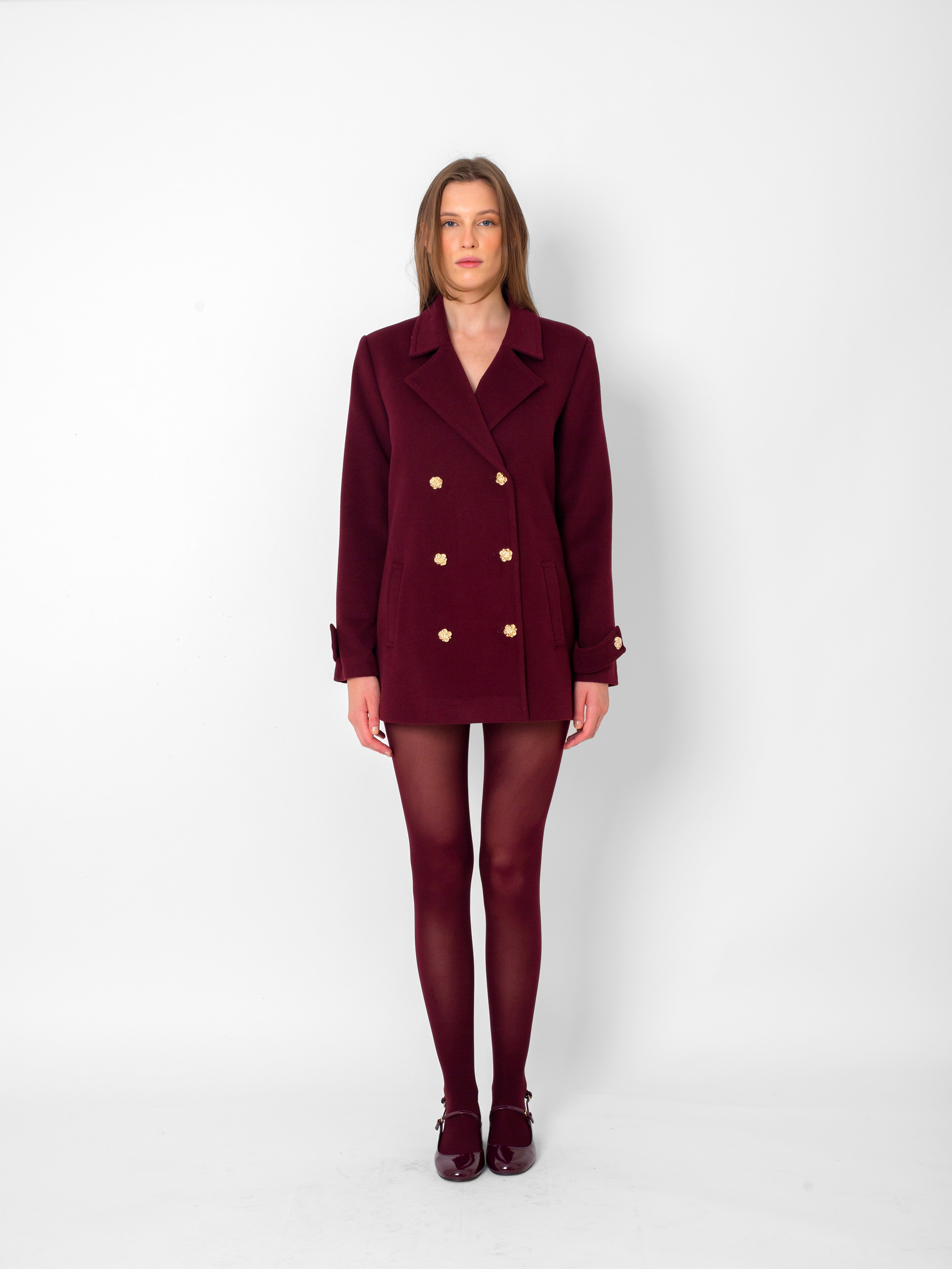 Düğme Detaylı Kısa Kaşe Mont