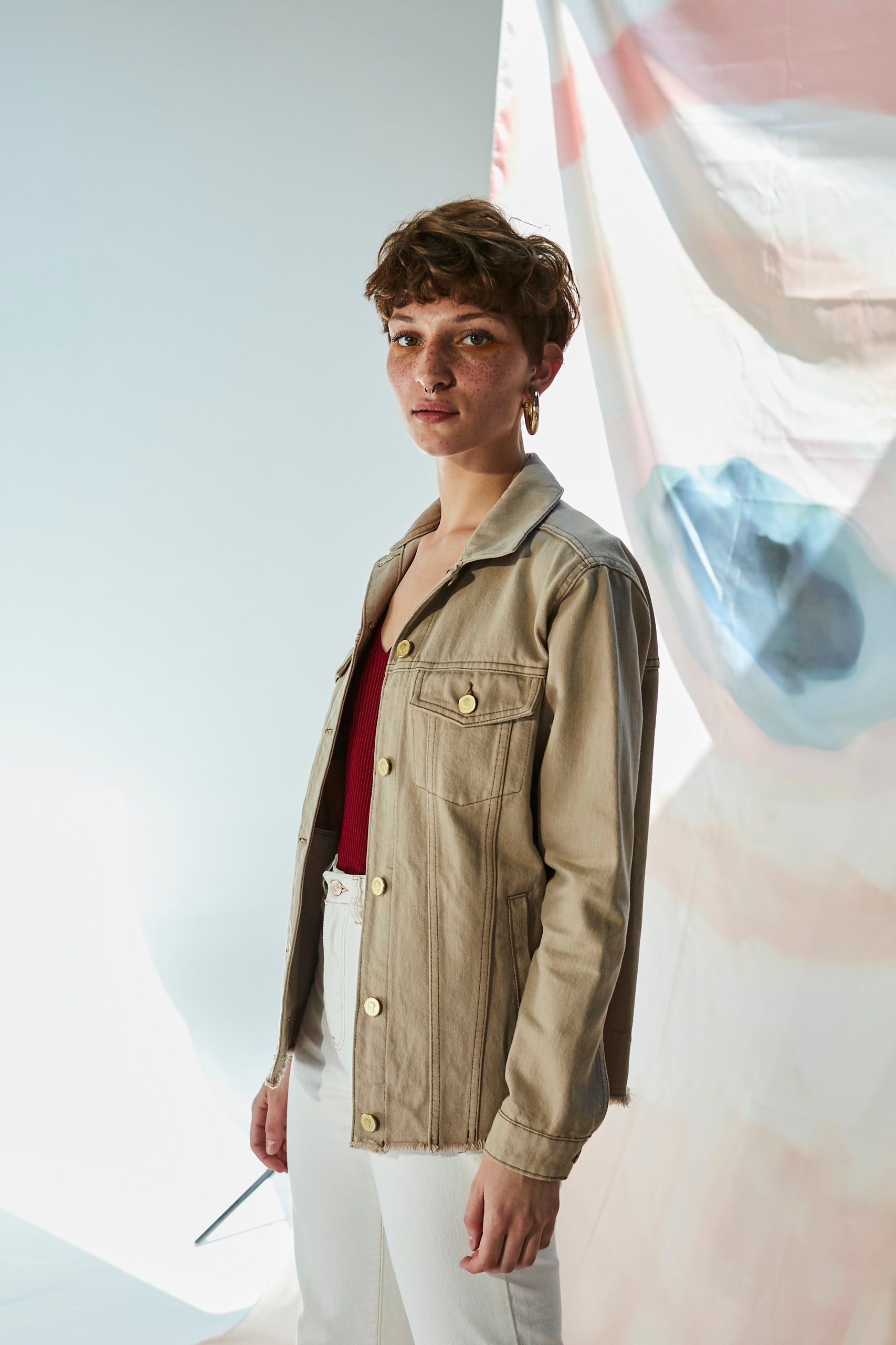 Arka Geometrik Nakış İşlemeli Ceket