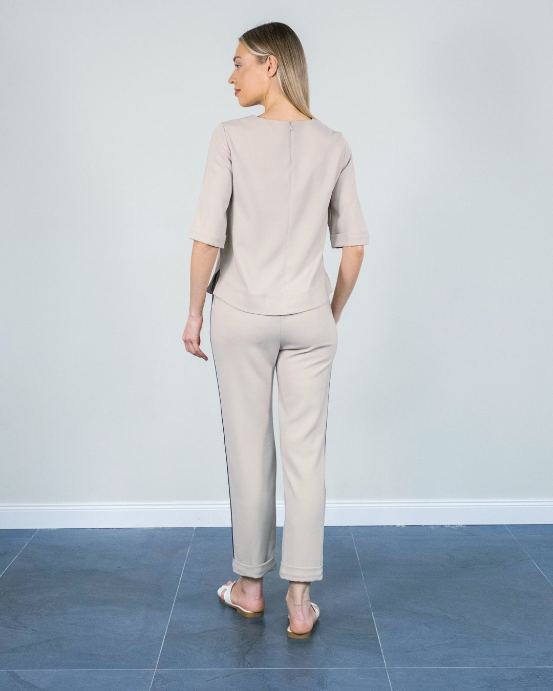 Çizgili Kısa Kollu Bluz-Pantolon Takım