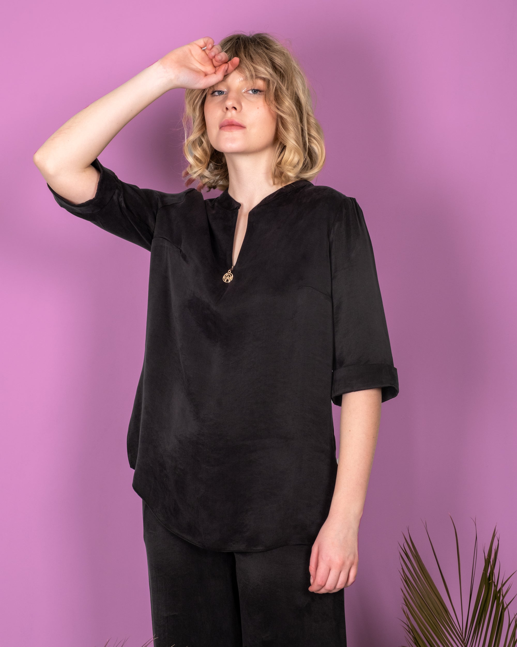 Bisiklet Yaka Kısa Kollu Gömlek-Pantolon Takım