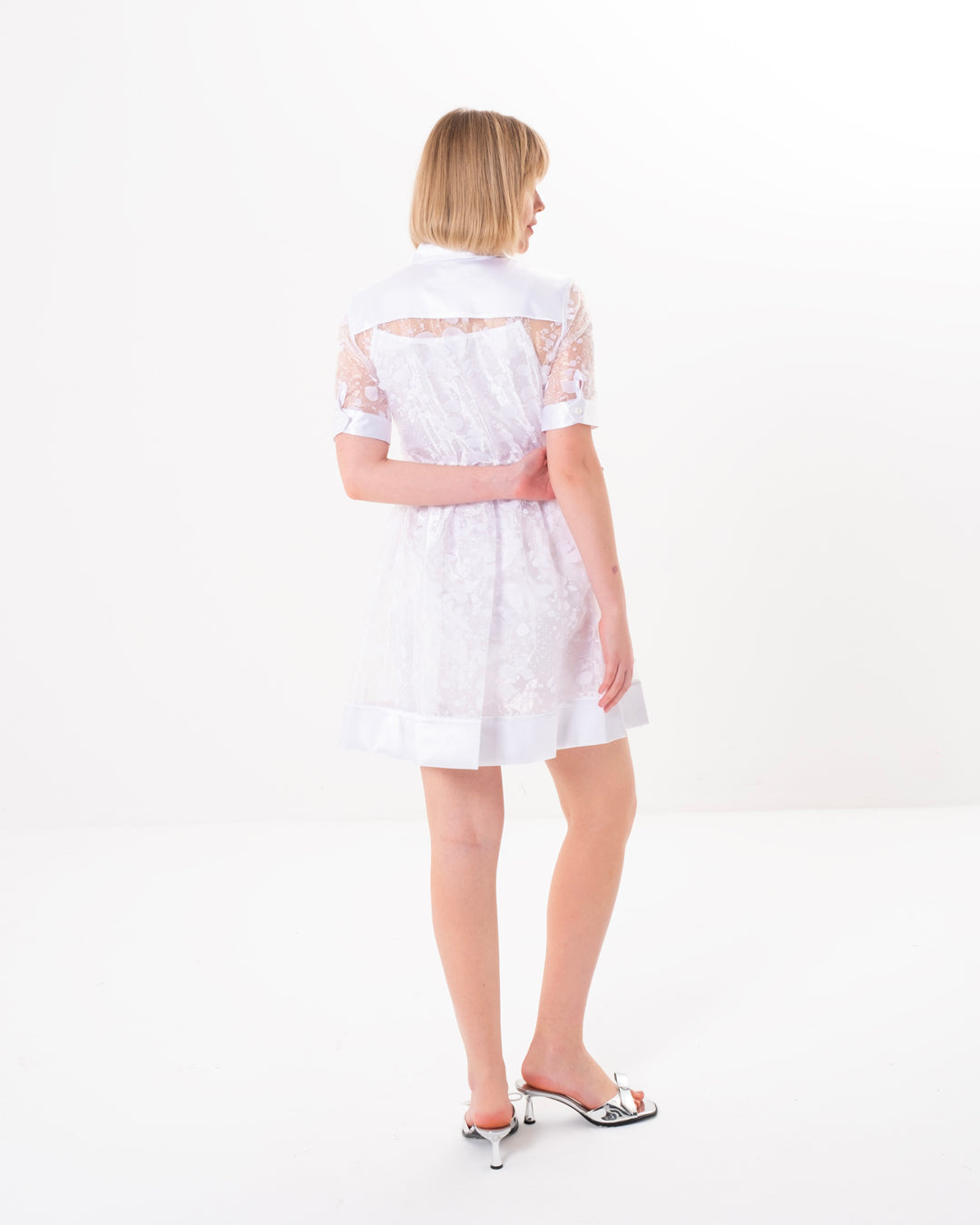 Gömlek Yaka İçi Astarlı Kısa Kol Elbise