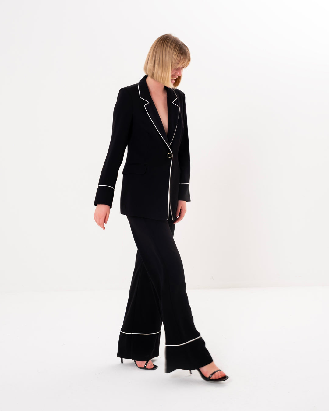 Şerit Detaylı Ceket - Beli Lastikli Pantolon Takım