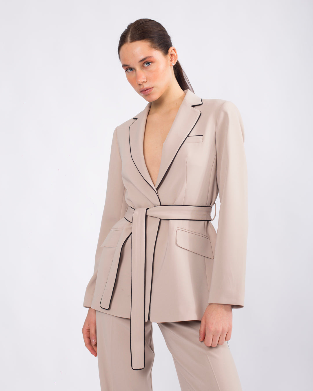 Cool Shine Beli Kuşaklı Siyah Şeritli Takım