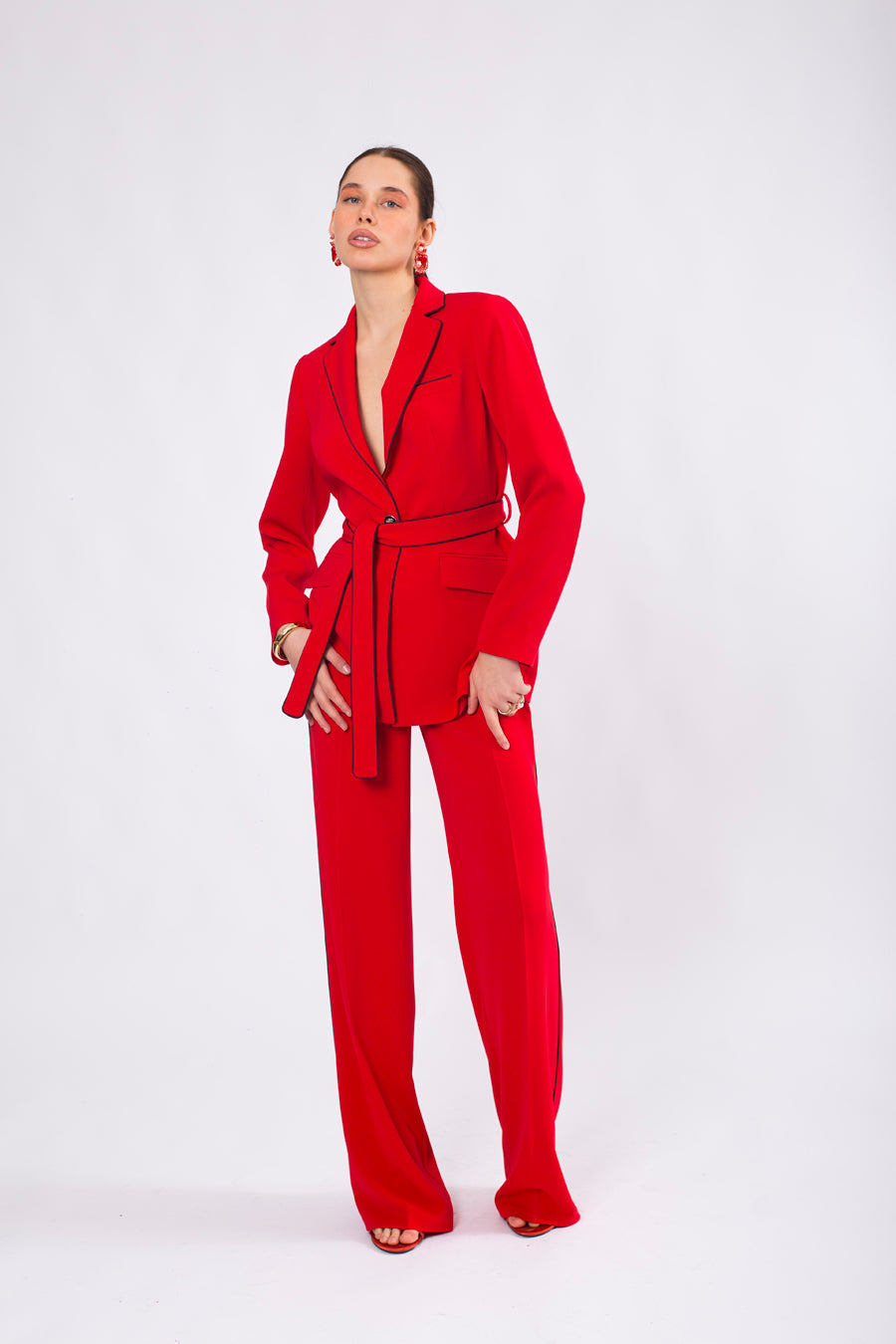 Cool Shine Beli Kuşaklı Siyah Şeritli Takım