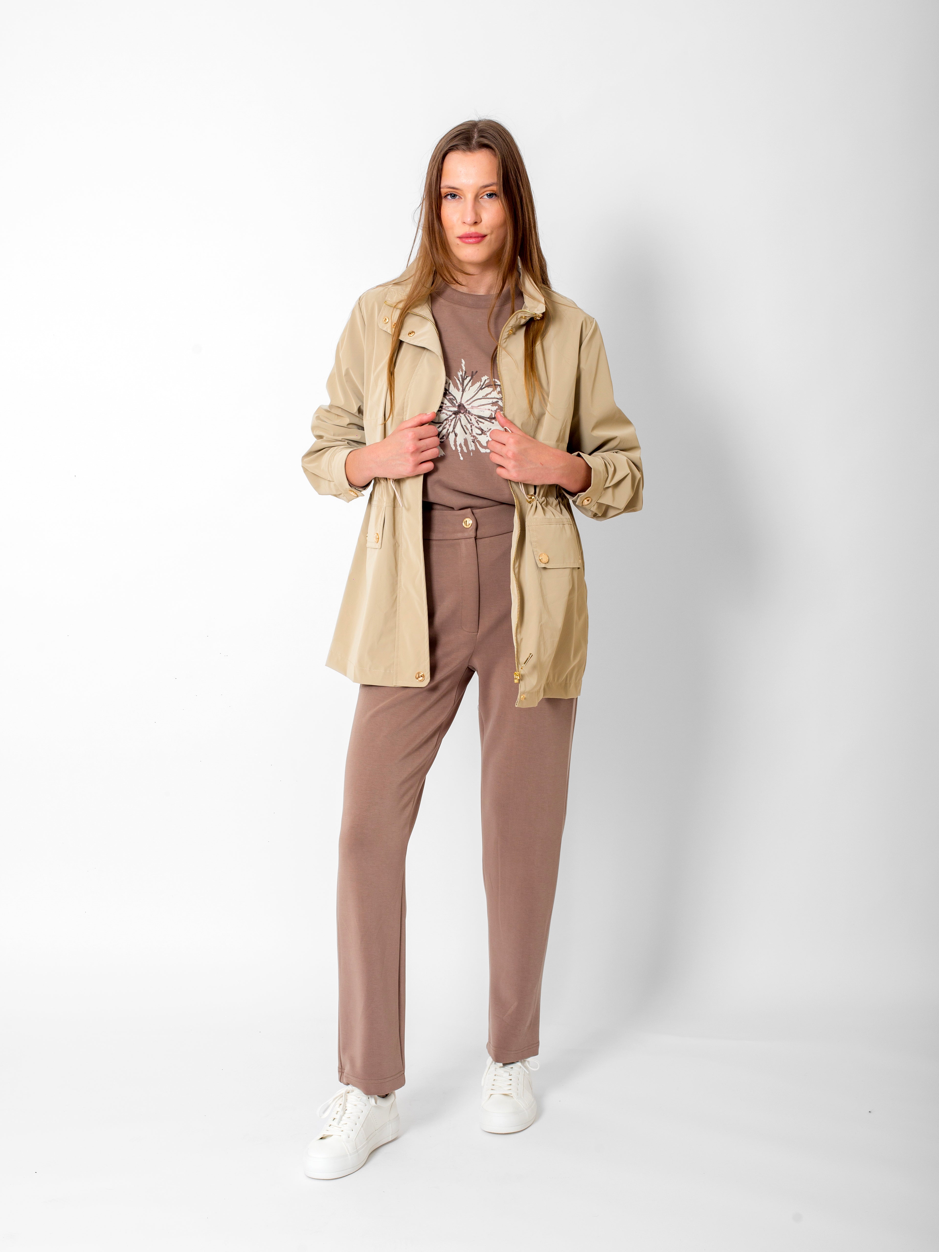 Hakim Yaka Düğme Detaylı Ceket-Sweatshirt-Beli Lastikli Pantolon Takım