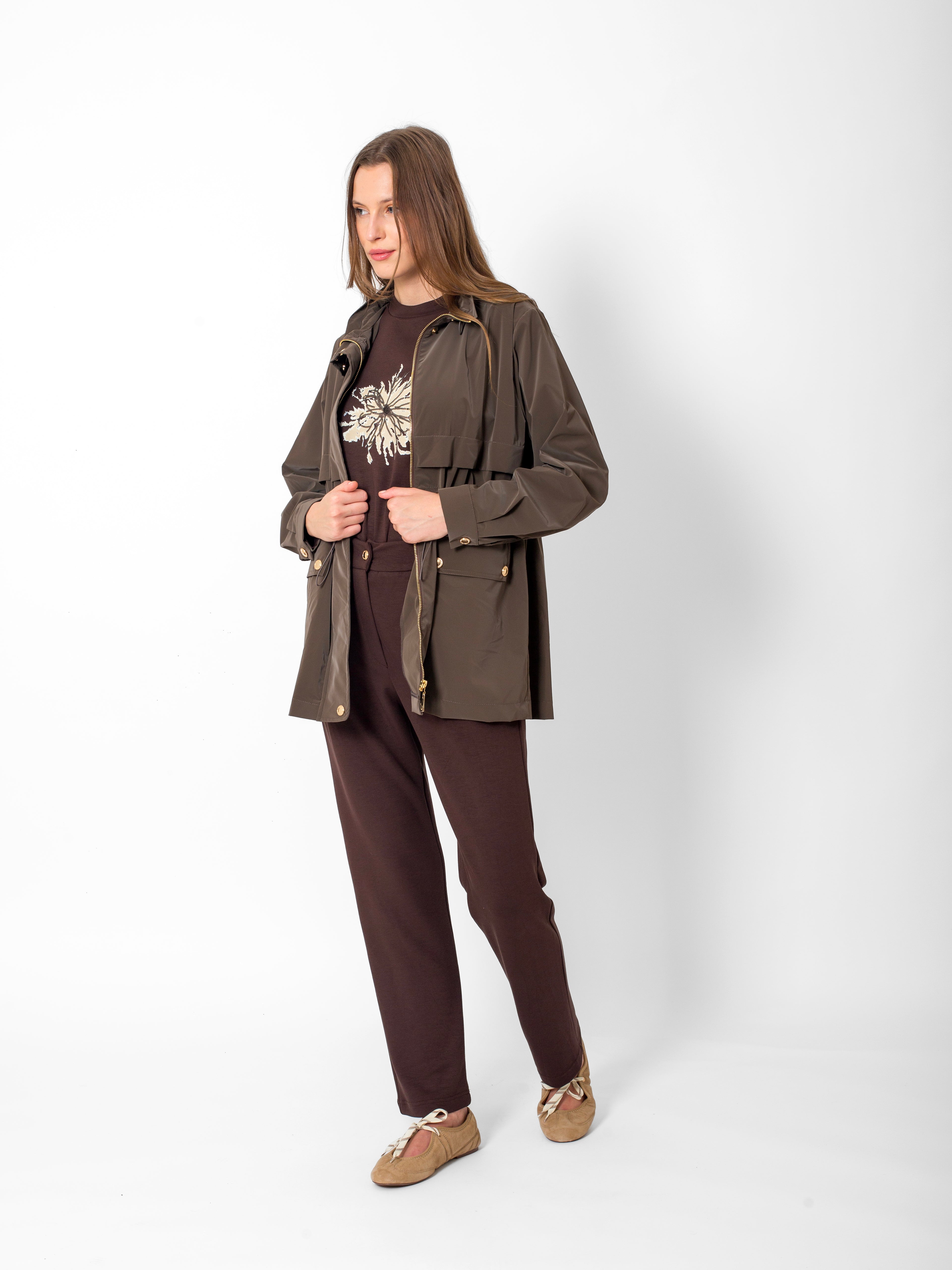 Hakim Yaka Düğme Detaylı Ceket-Sweatshirt-Beli Lastikli Pantolon Takım