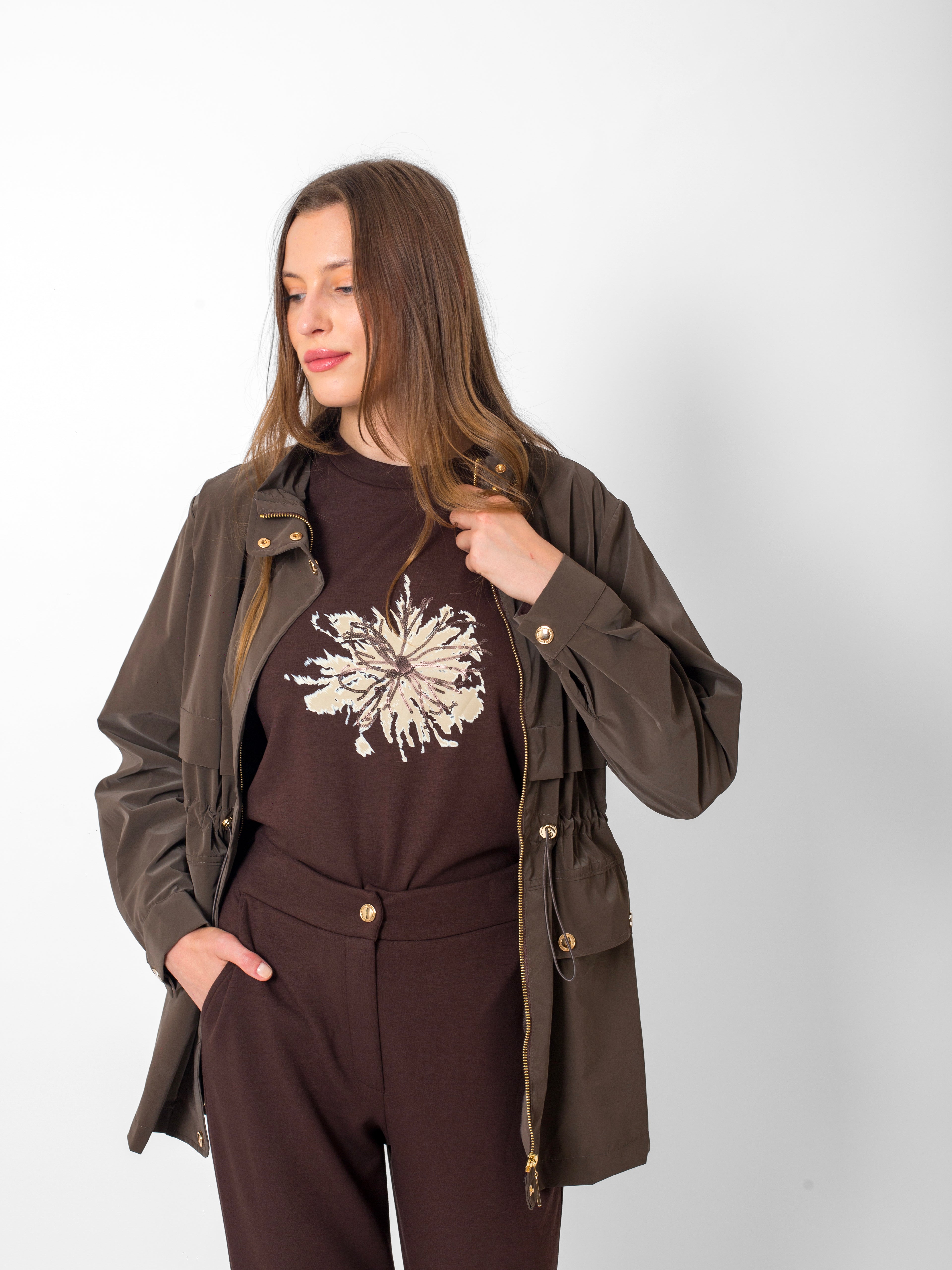 Hakim Yaka Düğme Detaylı Ceket-Sweatshirt-Beli Lastikli Pantolon Takım