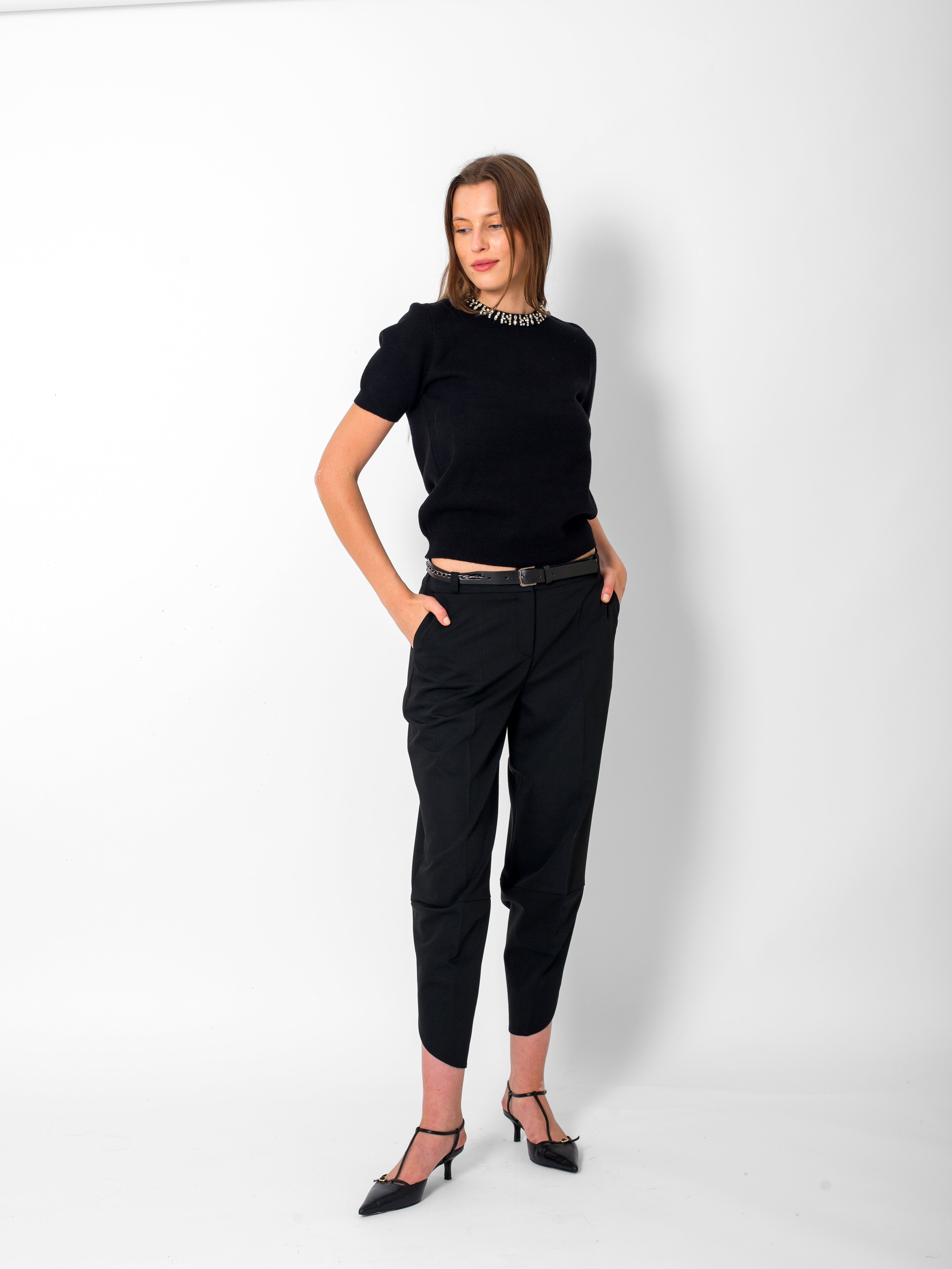 Paça Detaylı Beli Lastikli Kemerli Pantolon