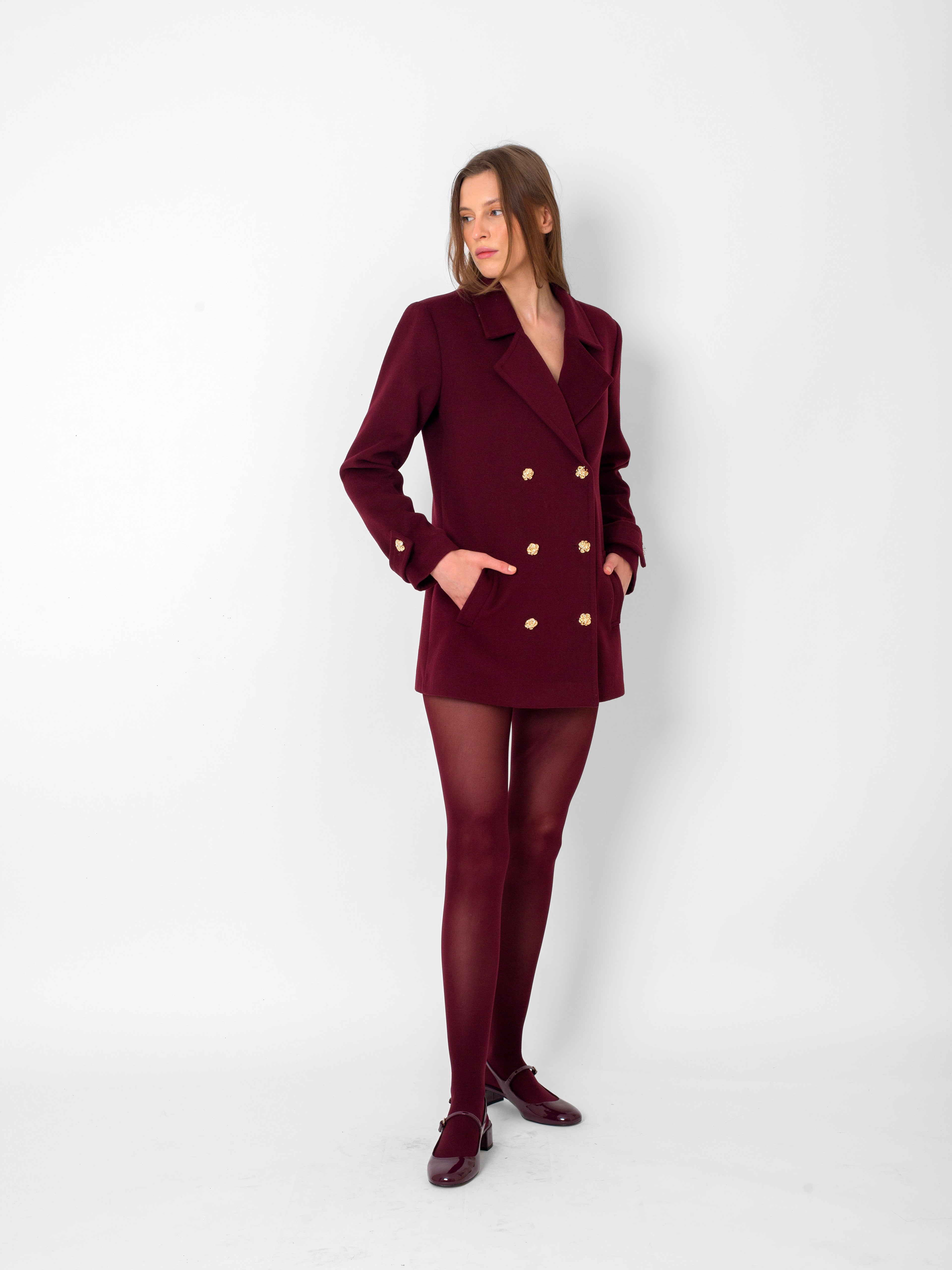 Düğme Detaylı Kısa Kaşe Mont