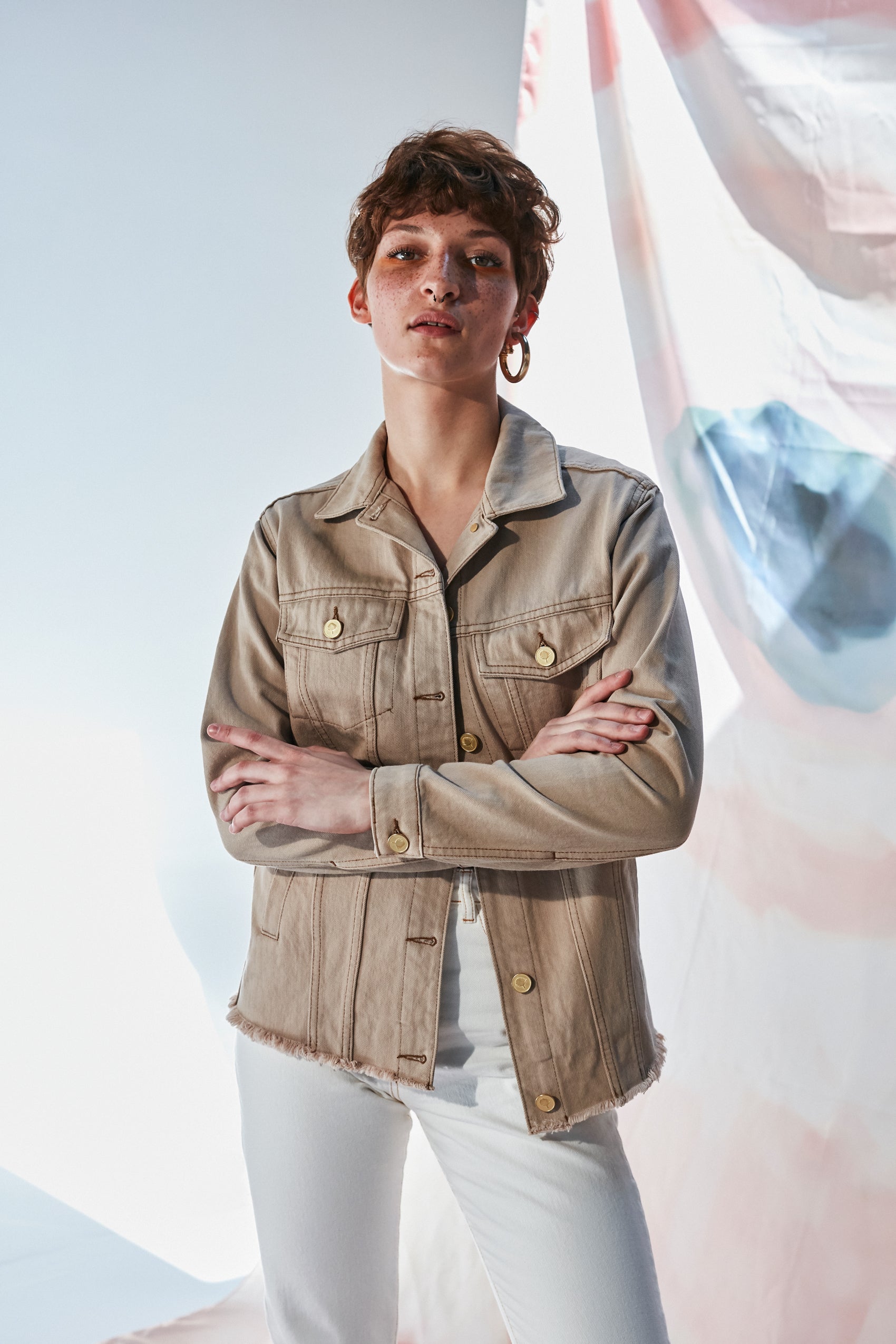 Arka Geometrik  Nakış İşlemeli Ceket