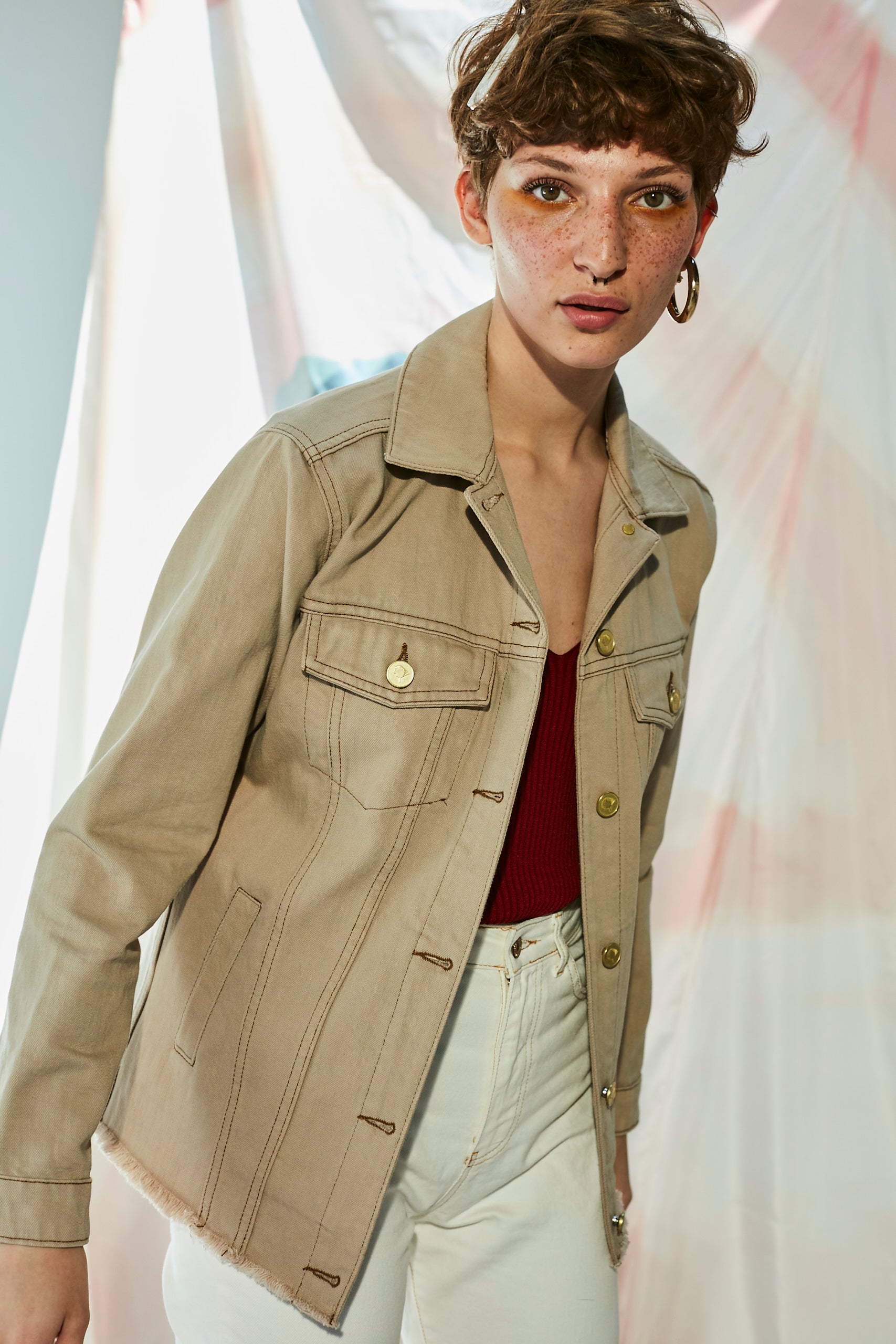 Arka Geometrik  Nakış İşlemeli Ceket