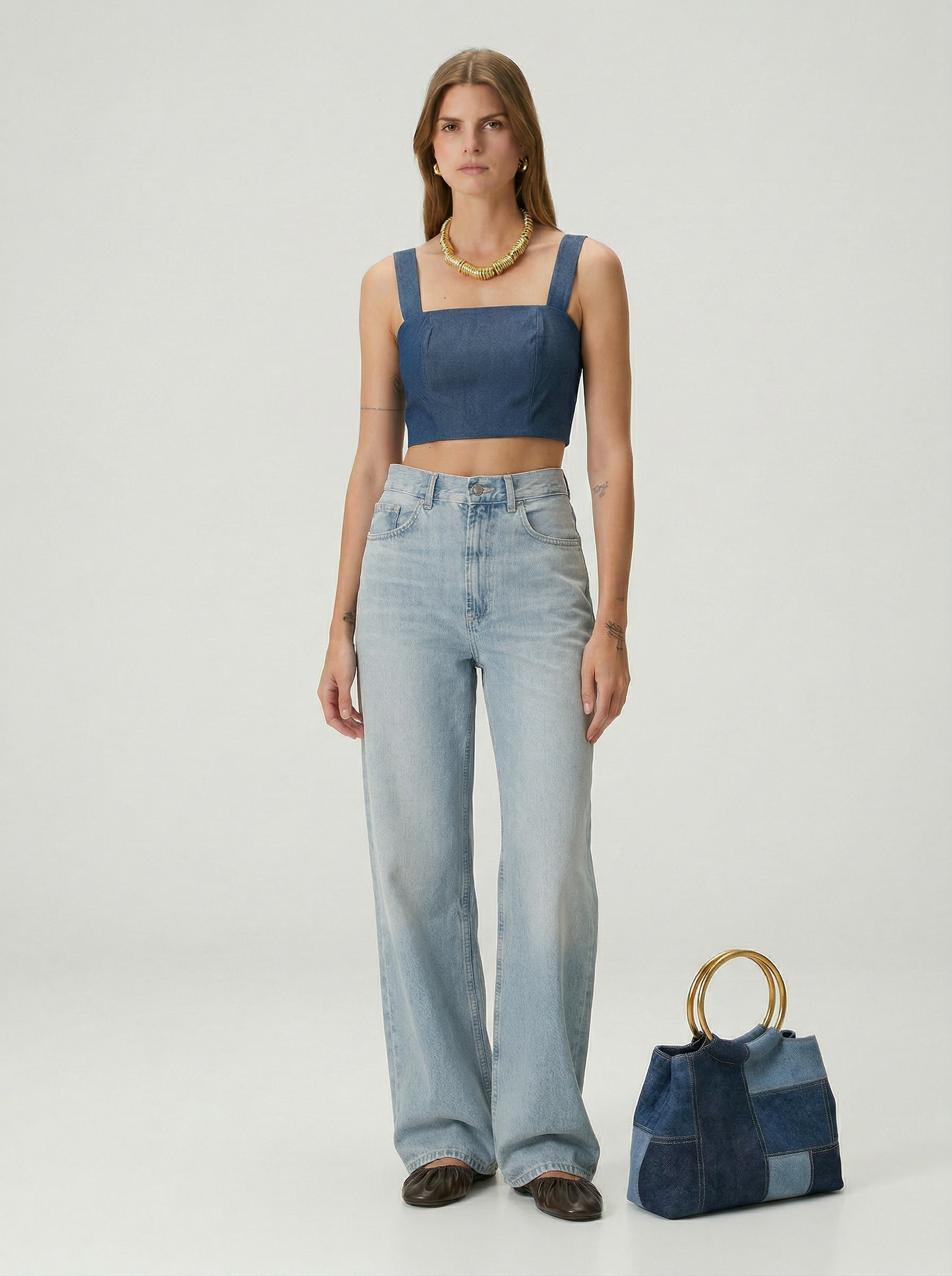 Askılı Denim Büstiyer